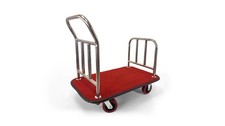 Heavy Duty Hotel Luggage Cart with Wheels, 41" x 25" Red Carpet Platform, Silver
