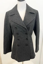 Jason Kole Wool Double Breasted Pea Coat Jacket Dark Gray Women’s  4 Petite