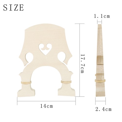 Double Bass Ahornbrücke Verstellbare Füße mit Messingschrauben für 4/4 3/4 1/2 1/4 1/4 1/8 - Bild 11 von 13