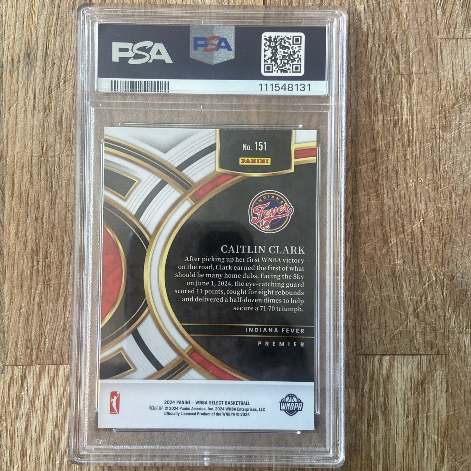 2024 Panini Select WNBA Premier Level #151 Caitlin Clark (RC) - Graded PSA 10! view 2