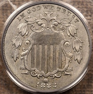 1883/2 FS 302 Shield nickel PCGS AU58 CAC rare very popular! DavidKahnRareCoins