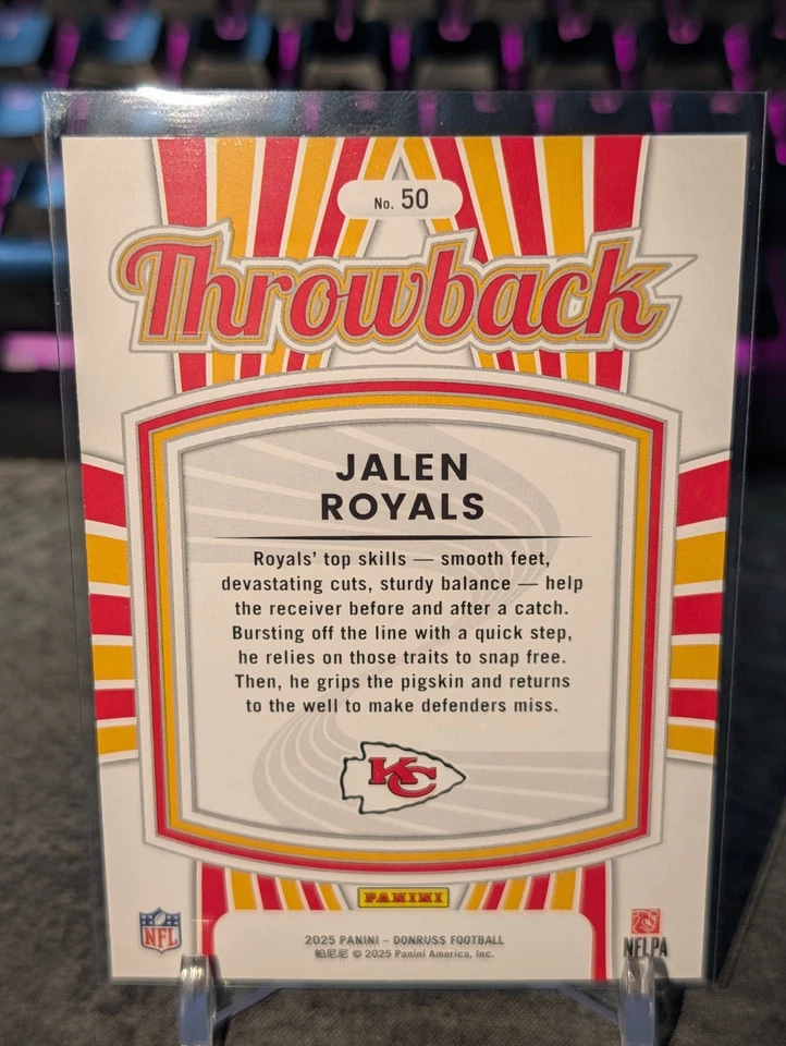 Jalen Royals 2025 Panini Donruss Throwback Rated Rookie Kansas City Chiefs - Bild 2 von 2