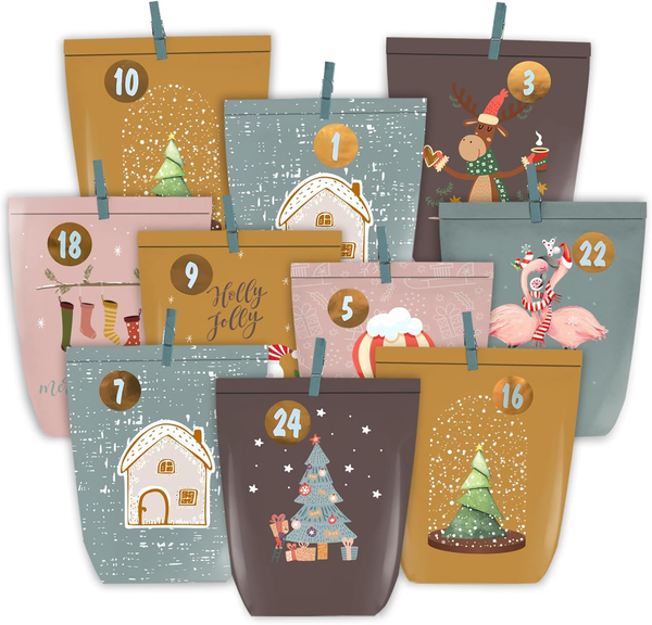 Adventskalender Zum BefüLlen, 24 Weihnachtskalender PapiertüTen Zum Selber Baste-image