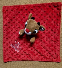 My First Rudolph the Red Nosed Reindeer Lovey Plush Security Blankie Rattle Baby
