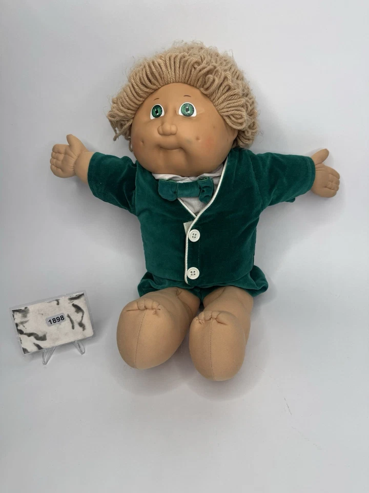 De colección 1985 85’ Cabbage Patch Niño Muñeca Niño Hilo Marrón Pelo Tostado ~ Xavier Roberts 🍀 Foto 4 de 4