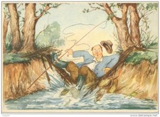 FISHING HUMOUR COMIC ITALIAN 3 POSTCARDS
