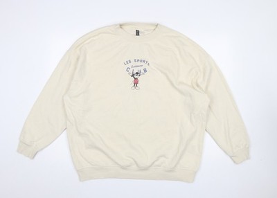 H&M Divided Disney Beige Mickey Sweatshirt Damen L Rundhals Baumwollmischung
