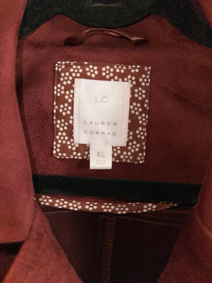 Jaqueta Lauren Conrad Borgonha Marrom Estilo Moto Extra Grande - Imagem 4 de 4