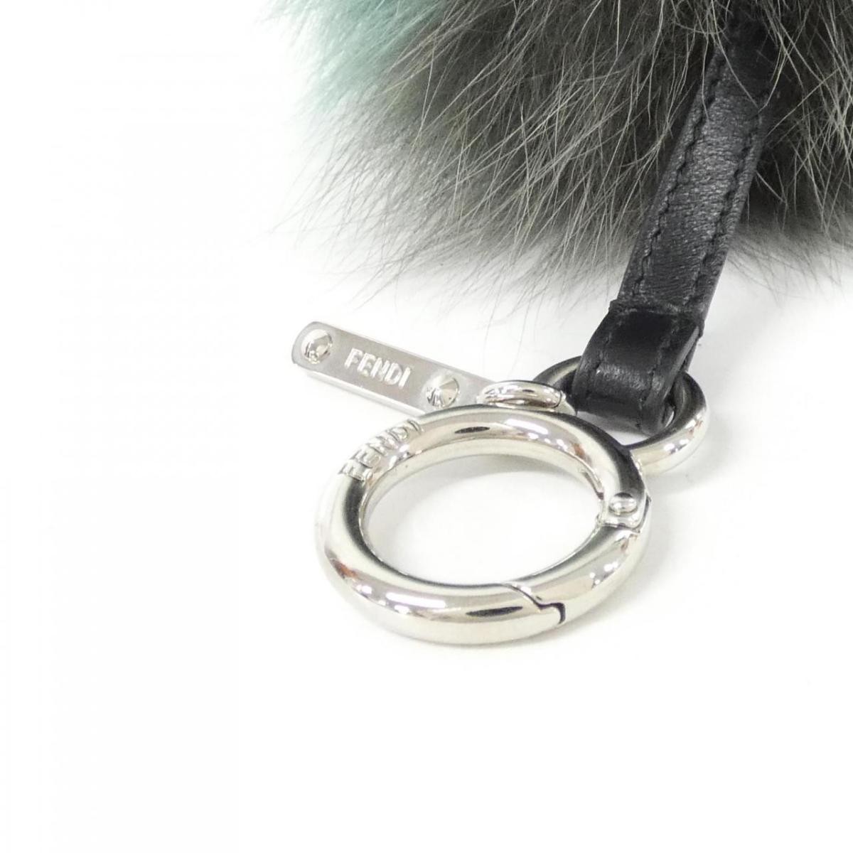 Fendi Fur Bag Charm Women Green Multi Silver Excellent 20cm Accessories thumbnail 4