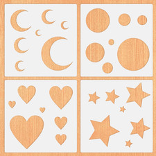 4Pcs Moon and Star Stencil, Reusable Plastic Moon Twinkle Template Sparkle Star