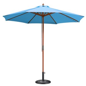 Yescom 9FT Solid Wood Patio Umbrella w/ Weighted Base Outdoor Event Shade Blue