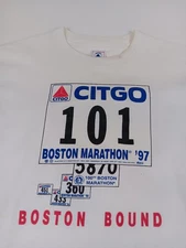 1997 Boston Marathon T Shirt Size Large Citgo Advertising Bob Roncker's Cinci Oh