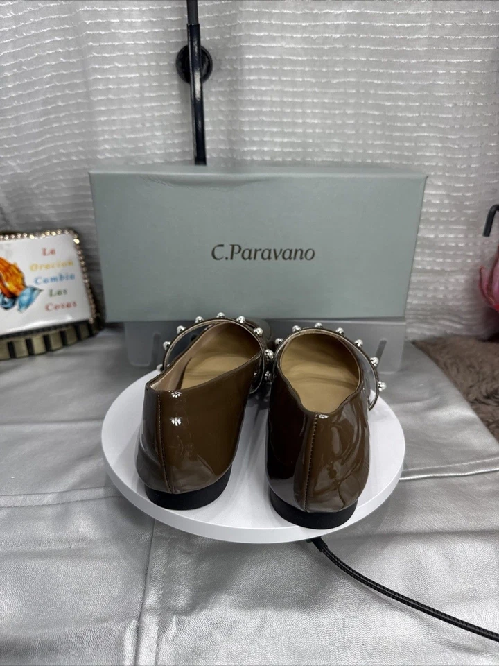 (E) Zapatos planos de ballet Mary Jane charol chocolate C.Paravano talla varios Foto 4 de 4