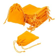 12 Pcs Velvet Drawstring Bag 3.1 x 3.9" Jewelry Pouches Gift Bags, Gold