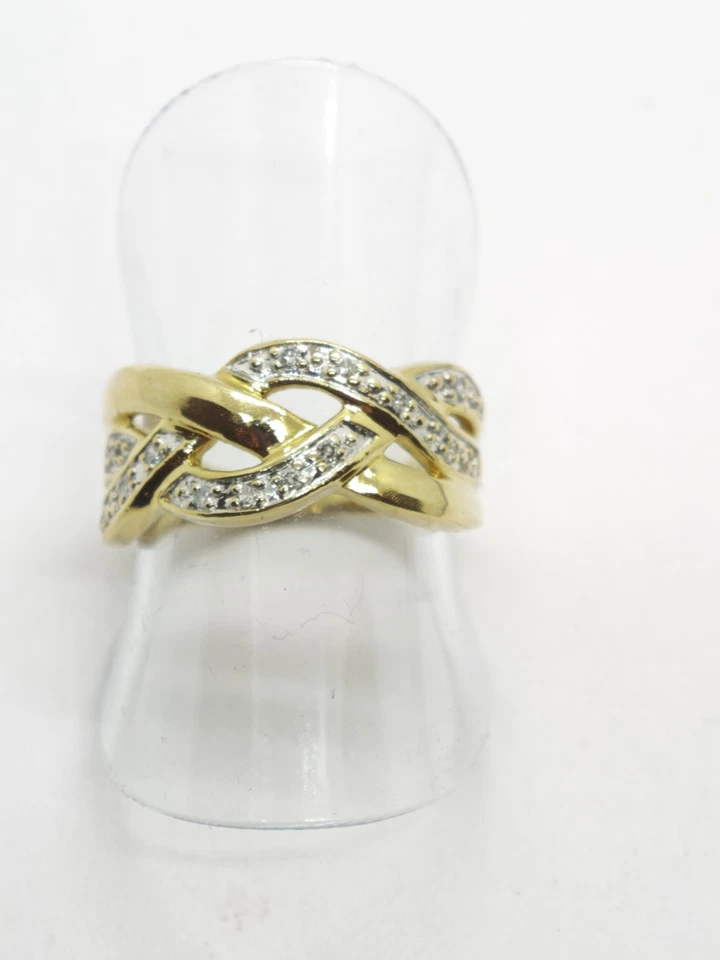 Goldring Verschlungen 750er Gelbgold mit Altschliff Diamanten