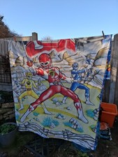 Vintage Retro Power Rangers Duvet Cover Fabric Upcycle Craft
