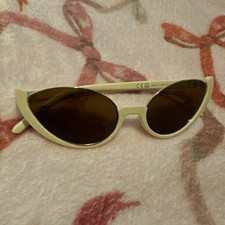 Women  s Cat Eye Sunglasses Ivory Plastic Frame Brown Tinted Plastic Lenses