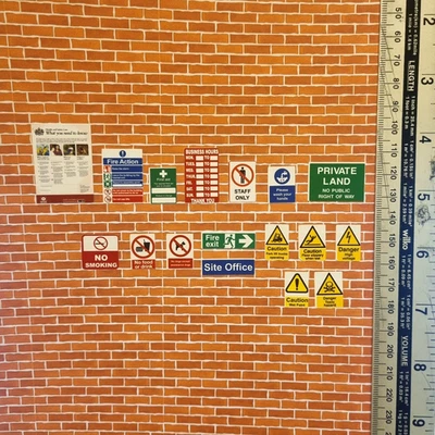 Puppenhaus Miniatur Maßstab 1:12 selbstklebende Warn- und Sicherheitsschilder Arbeitsplatz x17