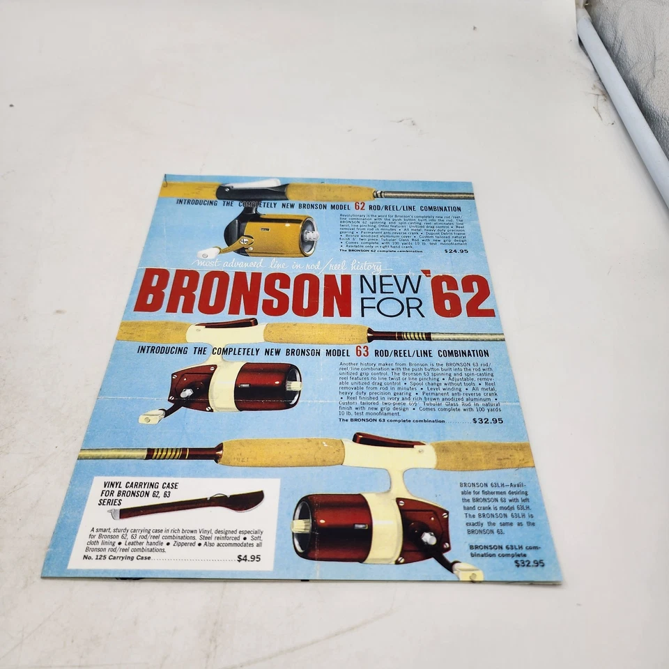Lote De 4 Carretes De Pesca Bronson De Colección 1960-64 Publicidad Distribuidor Catálogo Raro Foto 2 de 4