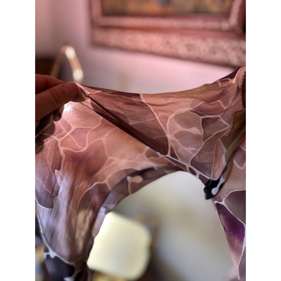 NUEVO CON ETIQUETAS $288 Vestido Maxi Ajustable Estampado Acuarela Desierto Crudo Talla M Foto 4 de 4