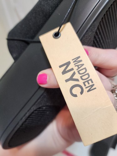 Madden NYC 8.5 Women Black Platform Wedge Slinky Stretch Foam Y2K Chunky Sandals - Picture 8 of 13