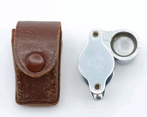 Vintage ATCO Pocket Jewelers Loupe Japan Pocket Magnifier 10X with Case