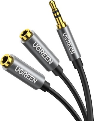 Audio Splitter 3,5mm Aux Kabel für Zwei Kopfhörer Grau 20cm