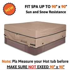 90"x90" Hot Tub Pool Spa Cover Cap Heavy Duty Protector Water Sun Snow Resistant