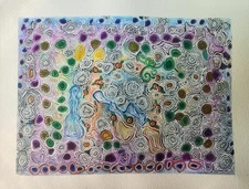 Under The Microscope- Original Abstract Watercolor Painting With Ink Details