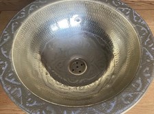 Round Moroccan hand hammered COPPER  sink wash basin. 410mm