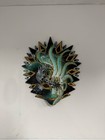 Vintage Venetian Ceramic Wall Mask Hand Painted Teal Gold Jester Masquerade Art