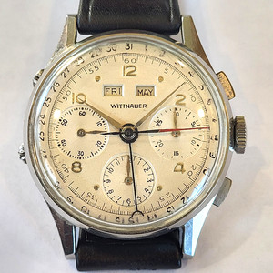 J89 SCARCE 1950’s VINTAGE 3 DATE 3 REGISTER VALJOUX 72C CHRONOGRAPH!