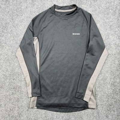 Simms Shirt Mens Small Gray Long Sleeve Fishing Base Layer Performance