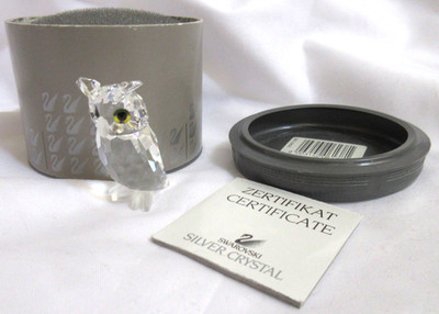 Swarovski Owl Crystal Figurine Yellow Eyes Small 7636NR 2'' w/Original Box EUC
