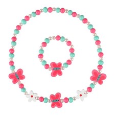 2 Stck. Bunte Holz Perlen Armband Halskette Set Schmuck Gastgeschenke