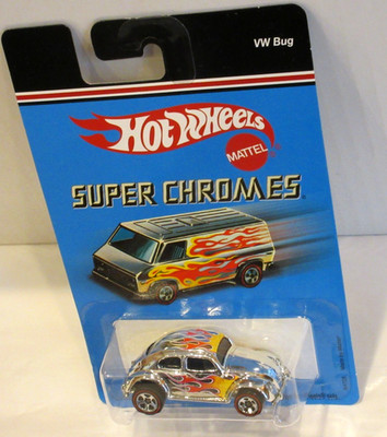 HOT WHEELS TARGET EXCLUSIVE SUPER CHROMES REDLINE VW BEETLE BUG w/ FLAMES ~MINT~