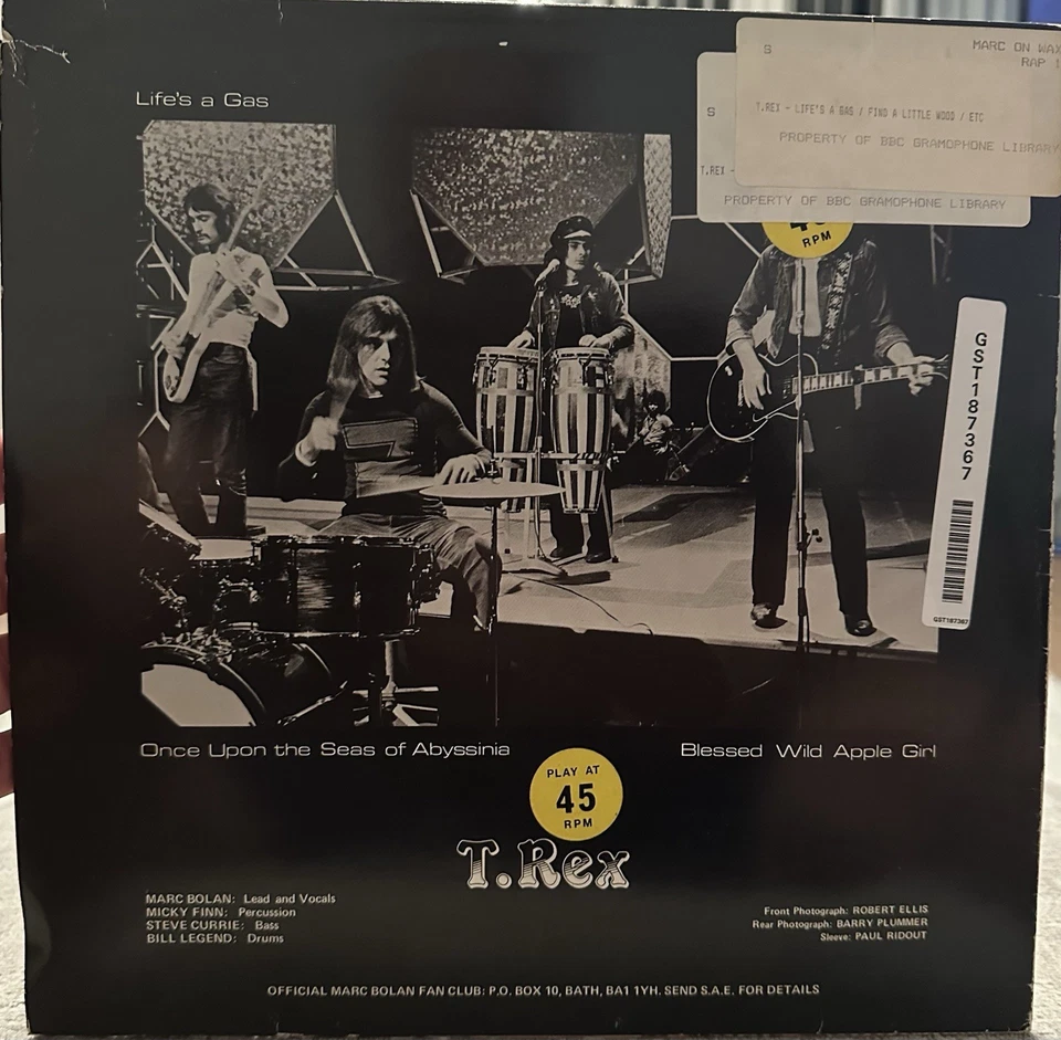 T-REX (Marc Bolan) - Life’s A Gas EP RAP1 45 BBC Archives UK Press 1982 - Image 2 of 4