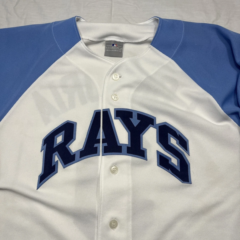 Tampa Bay Rays Jersey Mens Small White Blue MLB Baseball Longoria 3 Throwback - Image 3 of 4