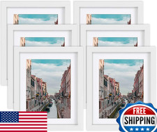 8x10 White Picture Frames Nature Solid Wood 6 Pack for Wall Mounting and Tableto