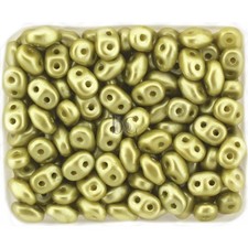 Czech SuperDuo 2-Hole Beads, PASTEL LIME 2.5x5mm 10 Grams