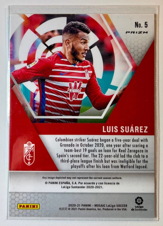 Luis Suarez RC Granada Colombia 2020-2021 Mosaic Green Prizm #5 Panini - Image 3 of 3