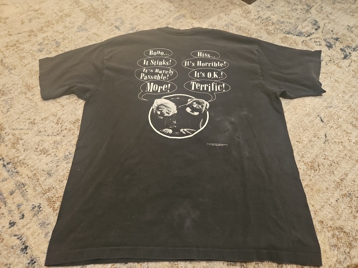 Vintage 90s Statler Waldorf Muppets Cartoon Black T-shirt Sz XL