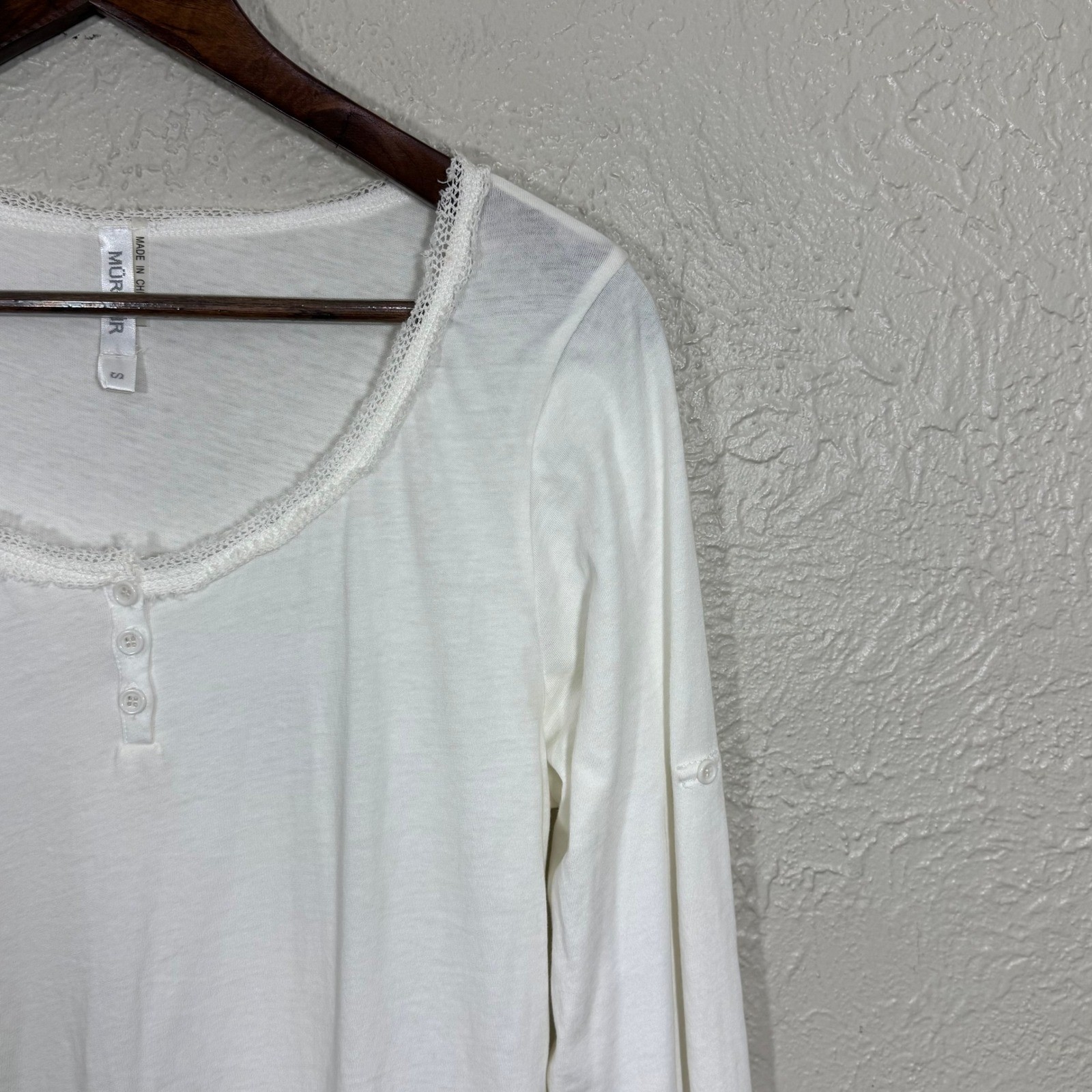 Anthro Mur Mur Tunic Top Small Crochet Lace Sheer Cottage Garden Lagenlook Artsy