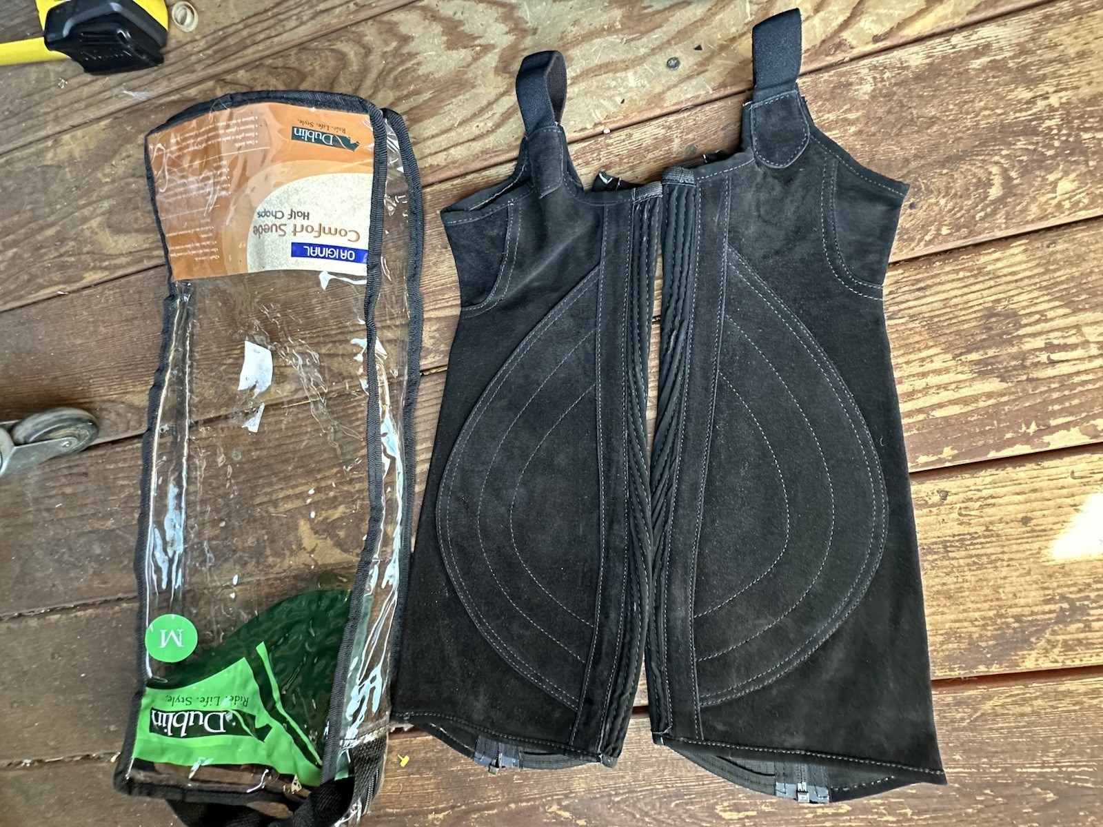 Dublin Sz Medium Black Suede Leather Comfort Half Chaps