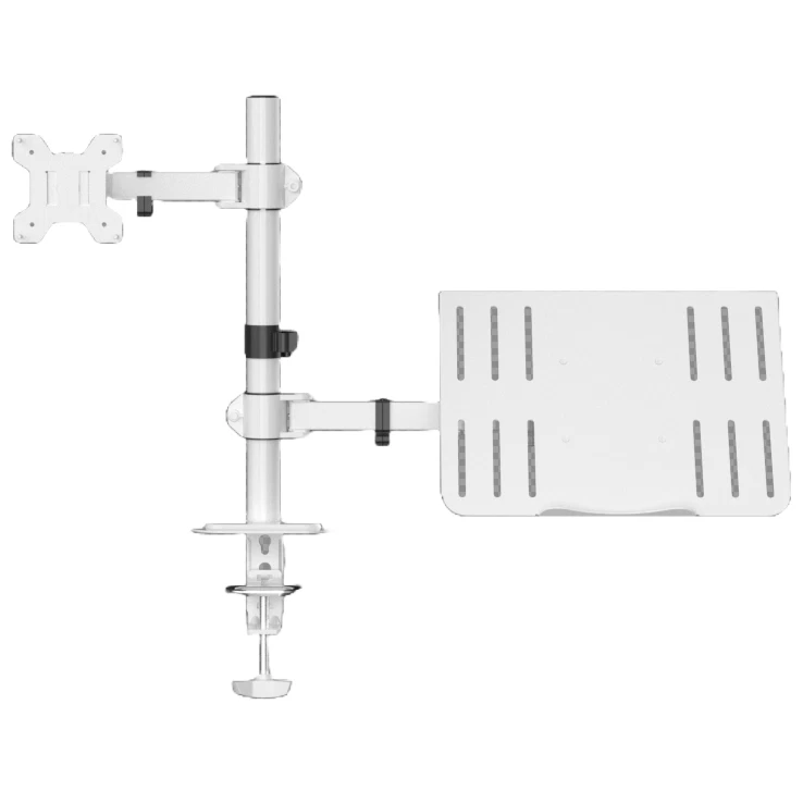 Monitorhalterung mit Laptophalter 13-27 Zoll VESA 75/100 bis 10kg schwarz weiß - Bild 2 von 4