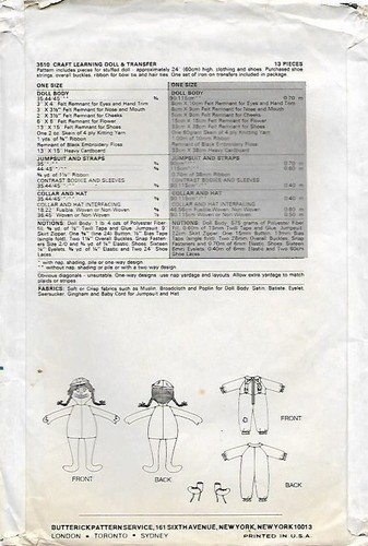 C299 BUTTERICK 3510: LEARNING DOLL SIZE 24"or 60cm HIGH SEWING PATTERN - Picture 2 of 2