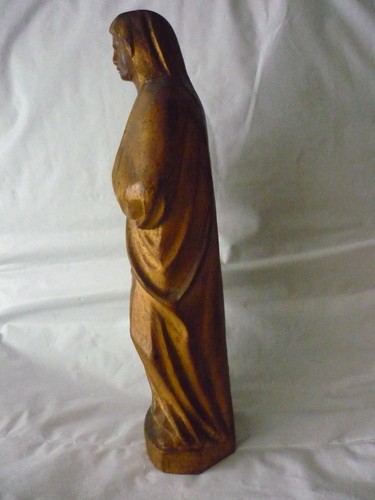 VINTAGE HAND CARVED OAK WOOD ST MARY CATHOLIC ALTAR STATUE XIX CENTURY - Picture 5 of 9
