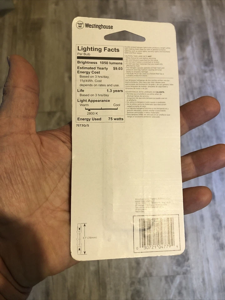 Westinghouse Double-Ended Halo Bulb 75 W 750 Lumens T3 3-1/6 In. Clear Carded - Image 2 of 2