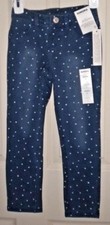 NWT SONOMA Girls JEGGING Size 5 Blue, White Polka Dots, Adjustable Waist