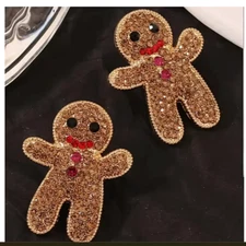 christmas earrings gingerbread fashion jewelry NEW Free Ship 1.2 Inch